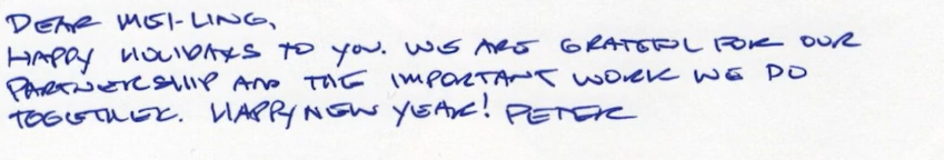 Peter Holiday Card Text (Testimonial)